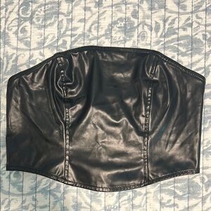 Black Faux Leather Corset Top